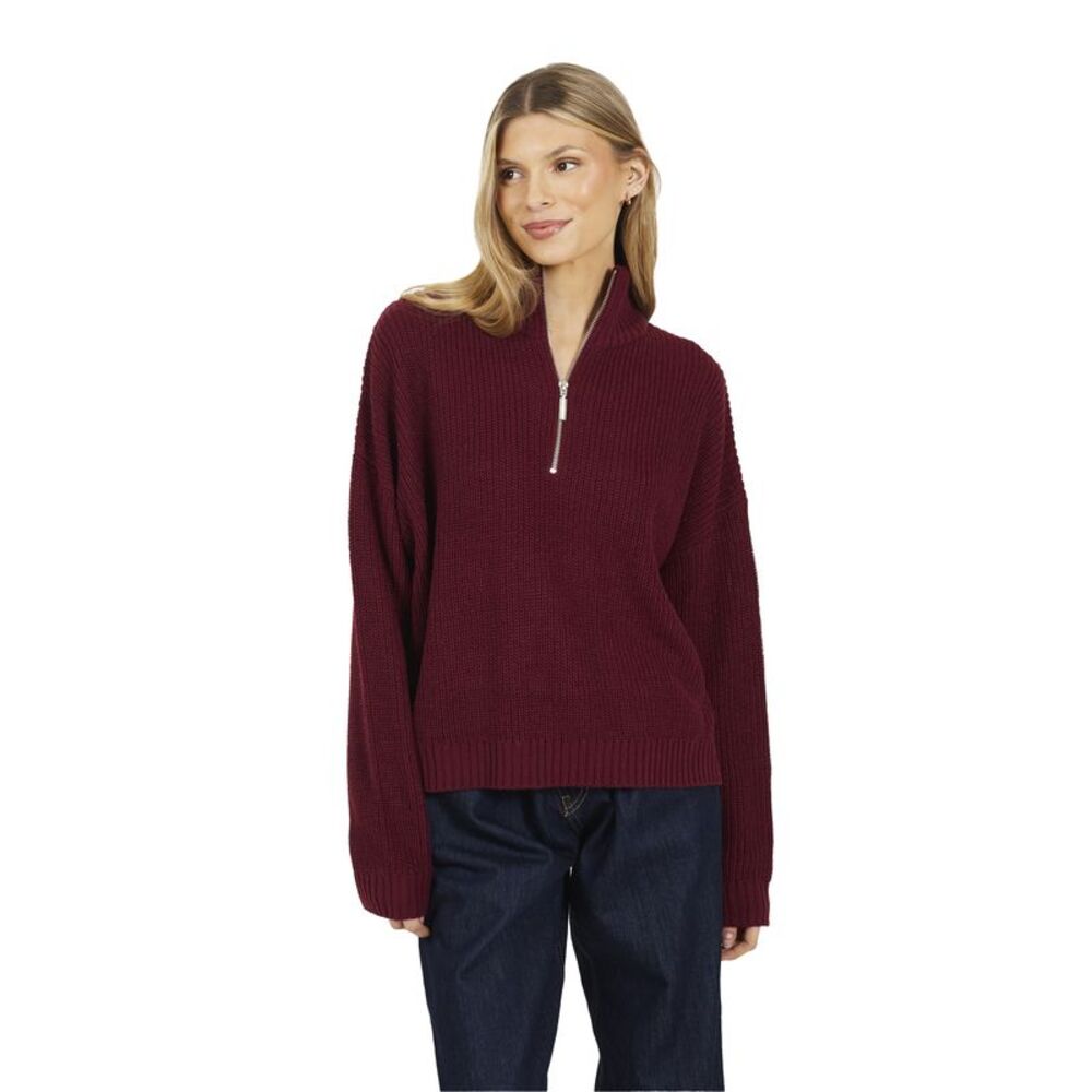Brave Soul Womens/Ladies Half Zip Sweater / Wine